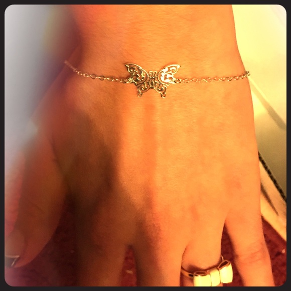 Sterling silver butterfly bracelet.