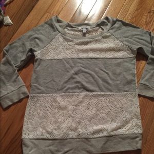 Grey with white lace sweater