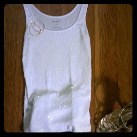 Cream Sequin Tank Top