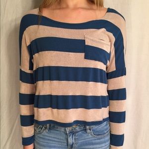 Tan and Blue stripped shirt