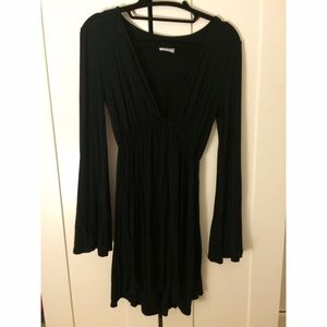 Navy Deep V Skater Dress