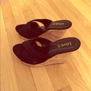 Black Criss Cross Wedges