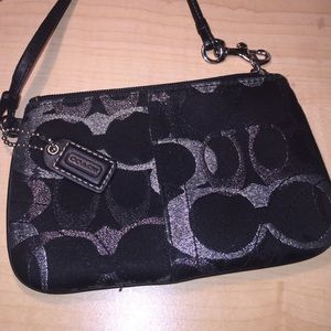Coach Black and Silver metallic wristlet