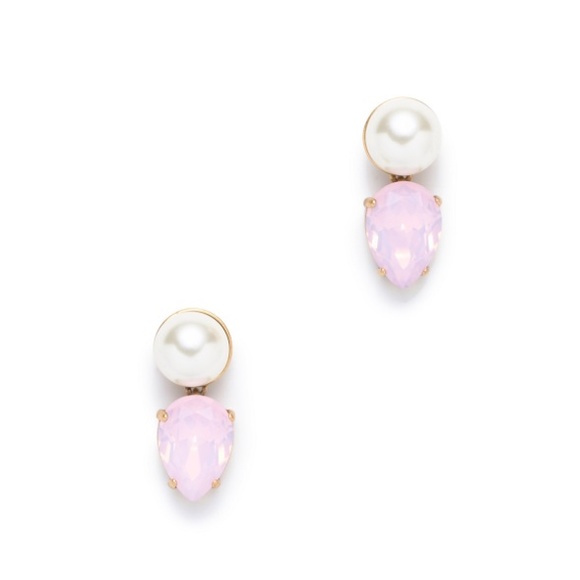 J. Crew Factory Jewelry - J Crew Factory Pink Crystal Pearl Drop Earrings