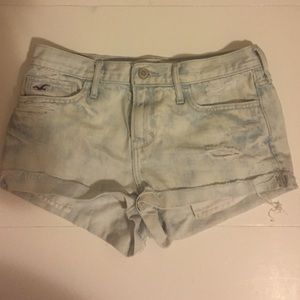 Acid wash light high rise short shorts