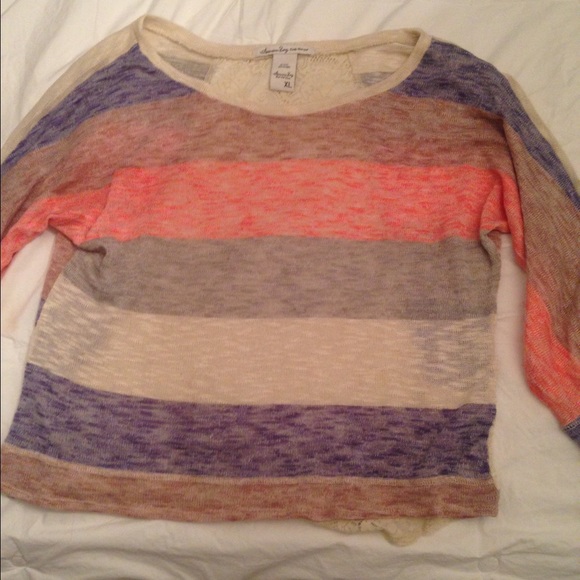 American Rag 3-4 sleeve striped sweater shirt