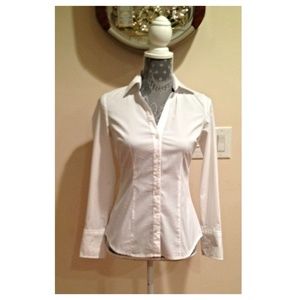 White long sleeved button down shirt