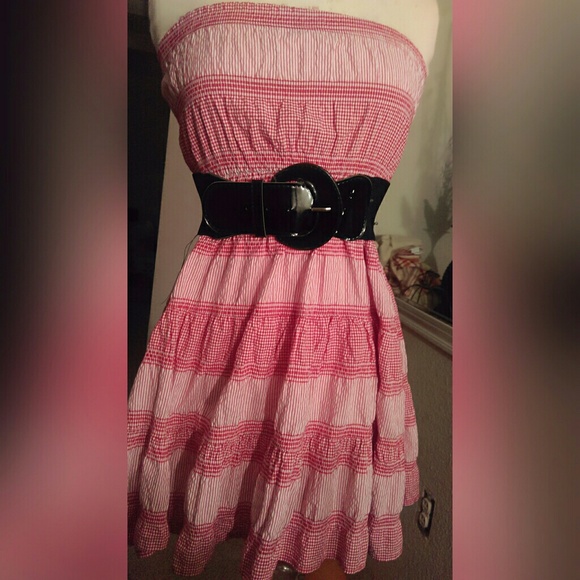 Red & White Dress W/ Belt