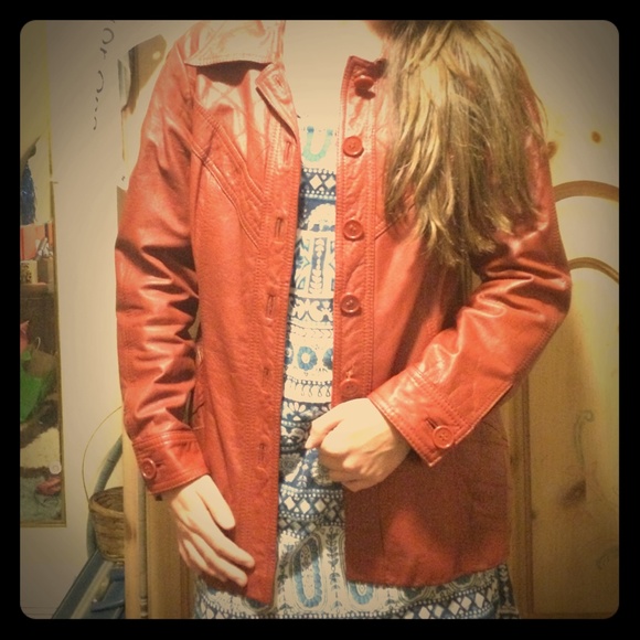 Maroon vintage leather jacket