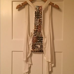 White with gold bling vest
