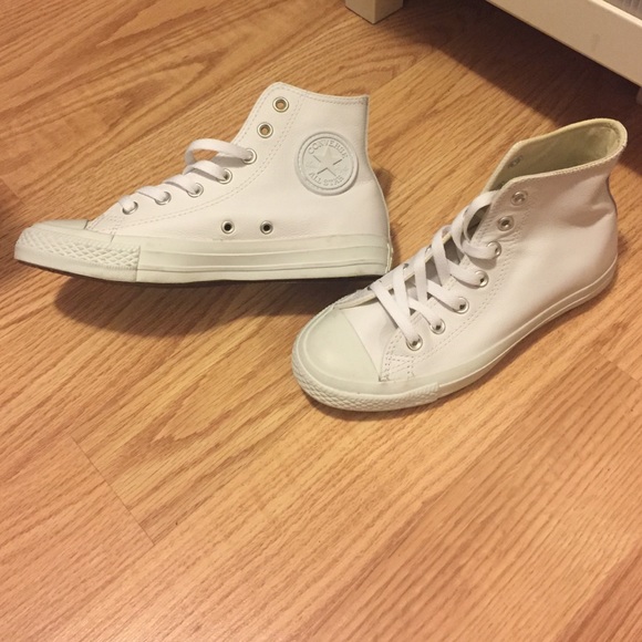 Brand new All leather high top converse white .