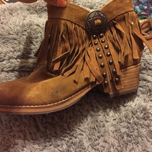 Sam Edelman brown fringe ankle boots