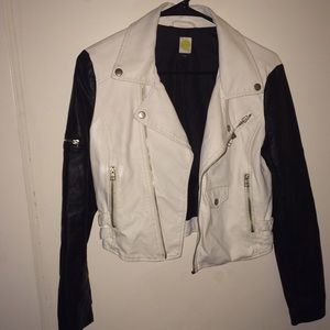 CONTRAST FAUX BIKER JACKET