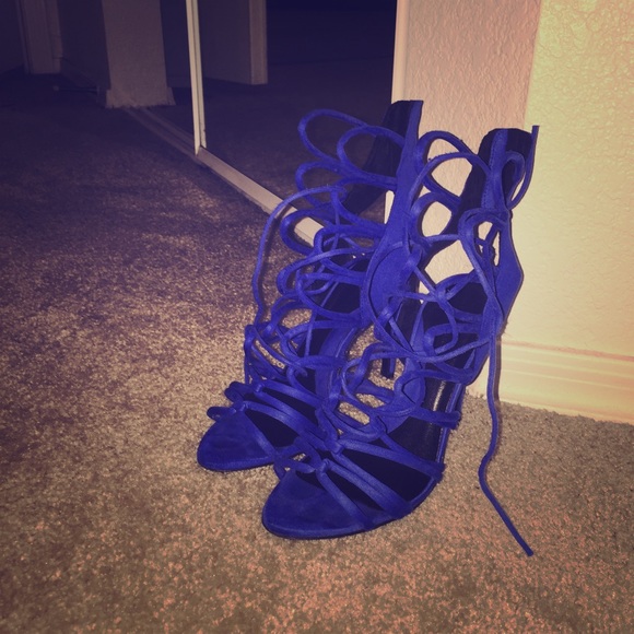 Zara royal blue lace up heels 💙