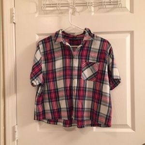 Plaid Blouse with Front Pocket