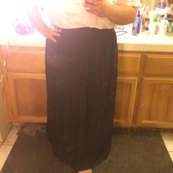 Black long silky skirt