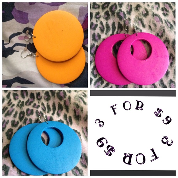 Colorful Circular Wooden Earrings