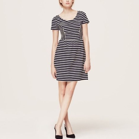 LOFT striped heavyweight cotton dress