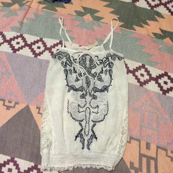 Lace peasant spaghetti strap