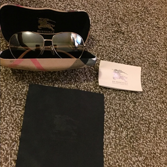 Burberry Gold & Tan Aviator Sunglasses
