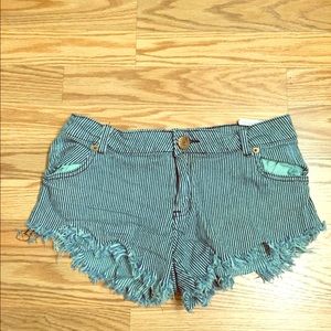 Teal Stripped Shorts