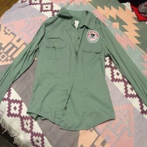 Forest green vintage button up