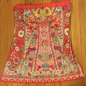 Elie Tahari Floral Paisley Tube Top Tank Medium