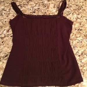 Chocolate smocked and trimmed tank