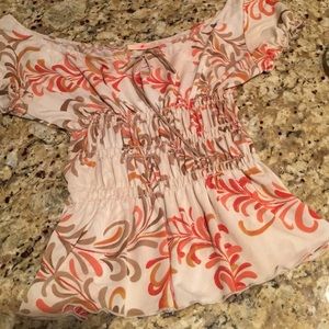 Floral smocked peasant top