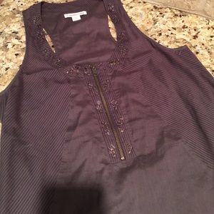Never worn gray zip front detailed top