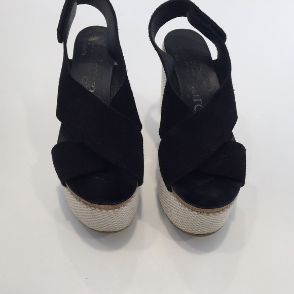 Pedro Garcia black suede wedge platform.