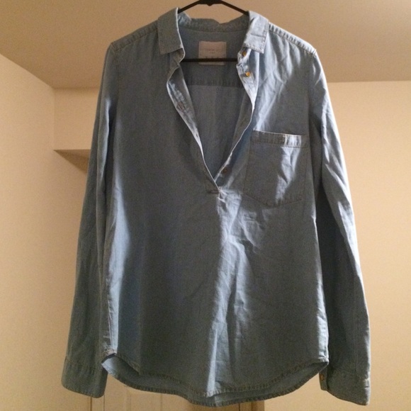 Zara Light blue denim shirt.