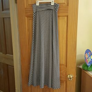 Black and white striped maxi skirt