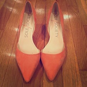 Cute coral d'Orsay pointy toe pump