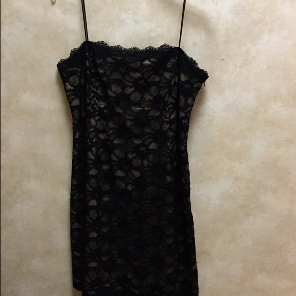 Spaghetti strap black lace dress
