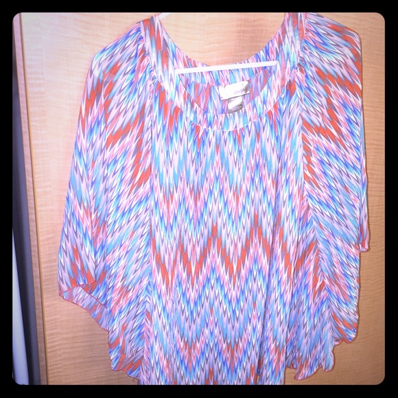 Miss Tina. By Tina Knowles Tops - Aztec Print Shawl Belted Top