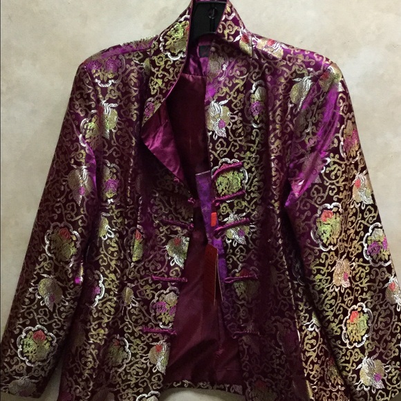 Fuchsia and green Chinese blazer