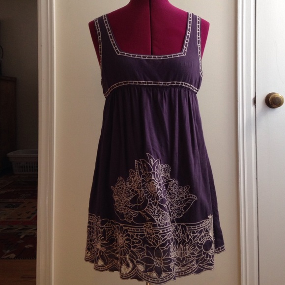 Embroidered Purple Tunic Top