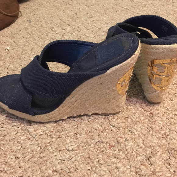 Tory Burch Navy Blue Wedges - Picture 3 of 4