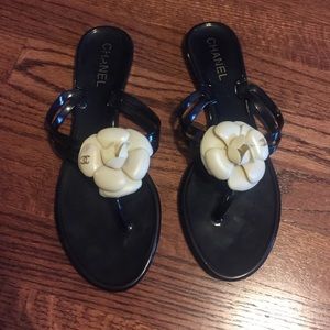Chanel camellia flower jelly sandals