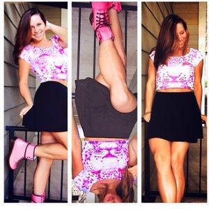 Pink cheetah crop top