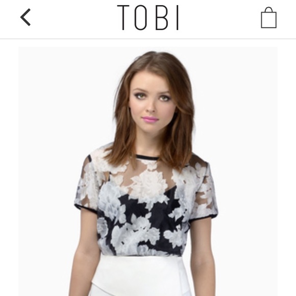 NWOT Sheer Floral Crop Top