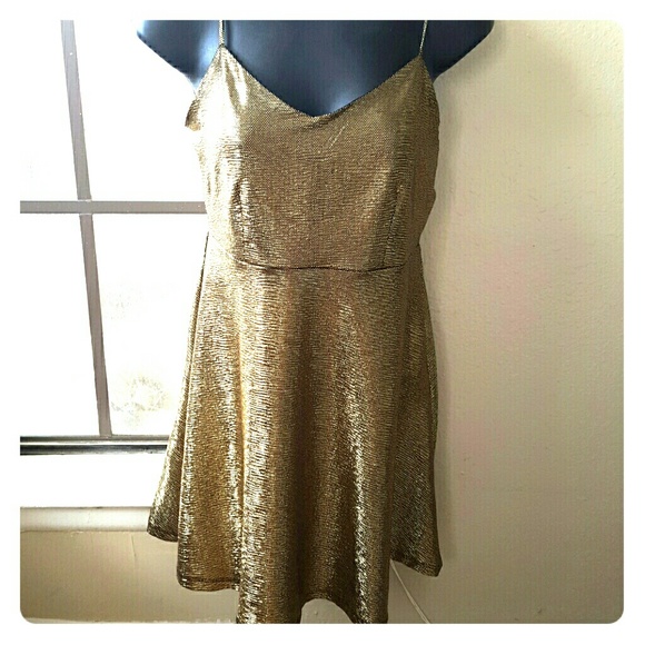 gold skater dress