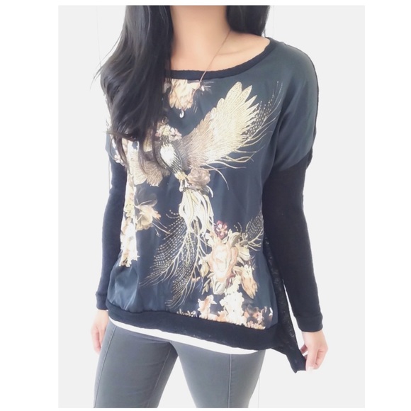 WallpapHER Tops - Asian Print Silky Front Dolman