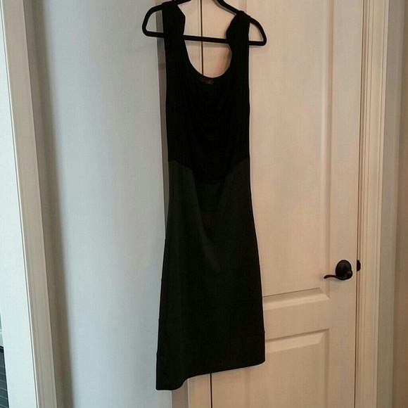 Grey and black color block dress