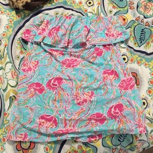 Strapless flowy shirt