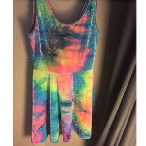 Rainbow Tye-Dye Velvet Dress