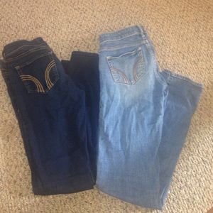 Two pairs of Hollister skinny jeans.