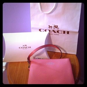 Coach Light Pink Leather Wristlet