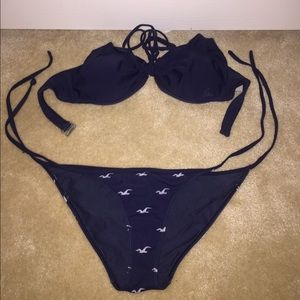 Navy blue and white Hollister bikini